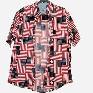Ivy Crew USA Men's Red and Blue American Flag Shirt